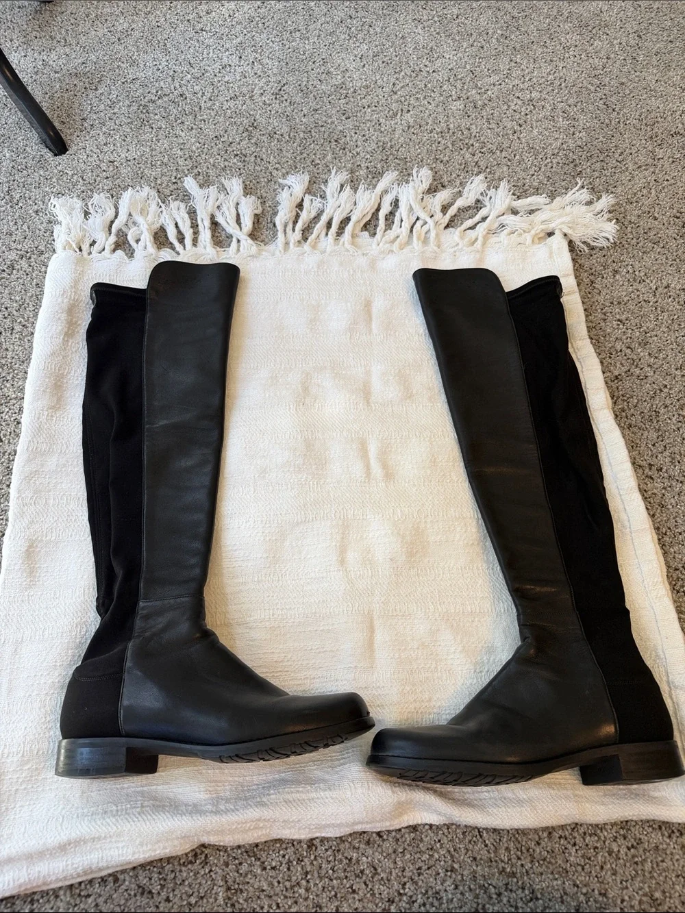 Stuart Weitzman 50/50 black Leather Over-the-Knee Boot, Size 7, GUC